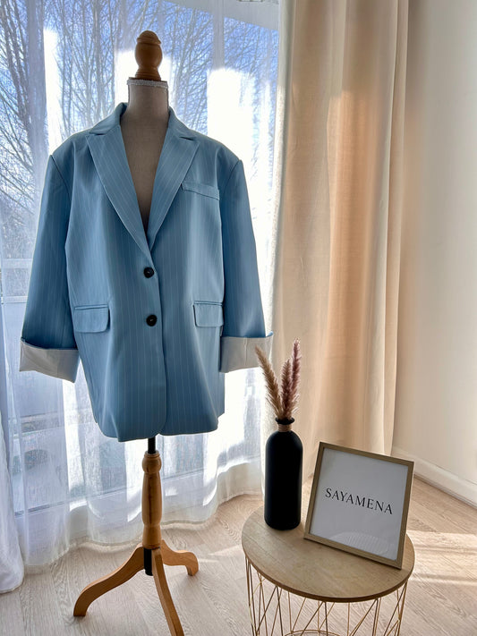 Blazer Aura – Bleu Ciel rayé