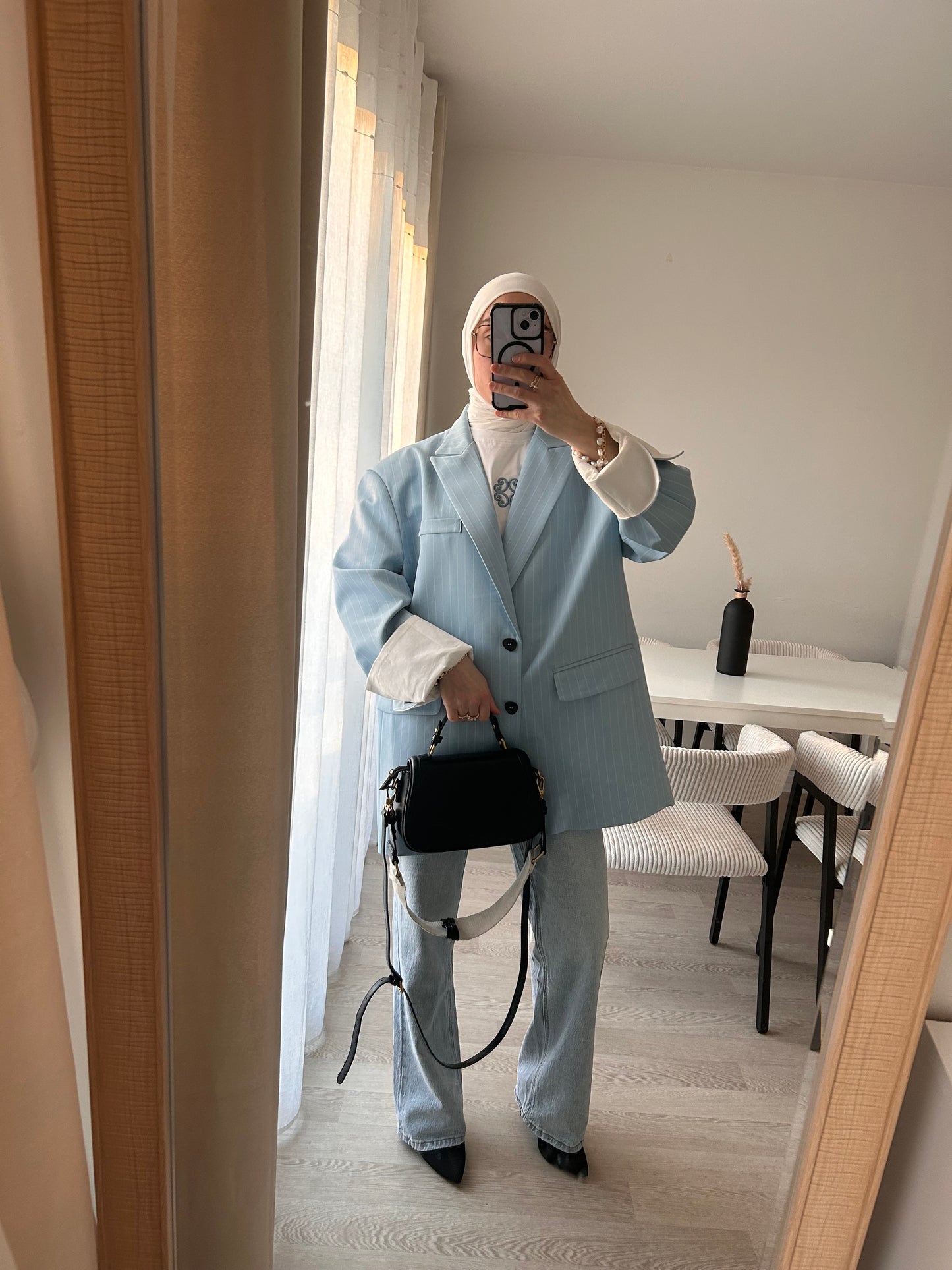 Blazer Aura – Bleu Ciel rayé